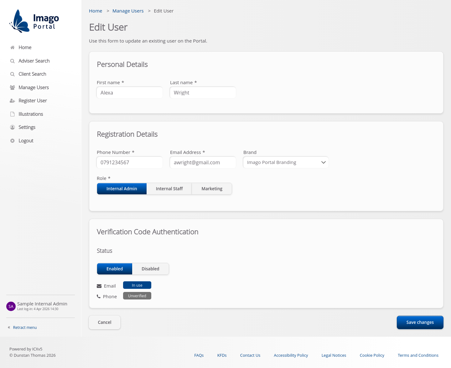 Role-InternalAdmin > 06 Edit User